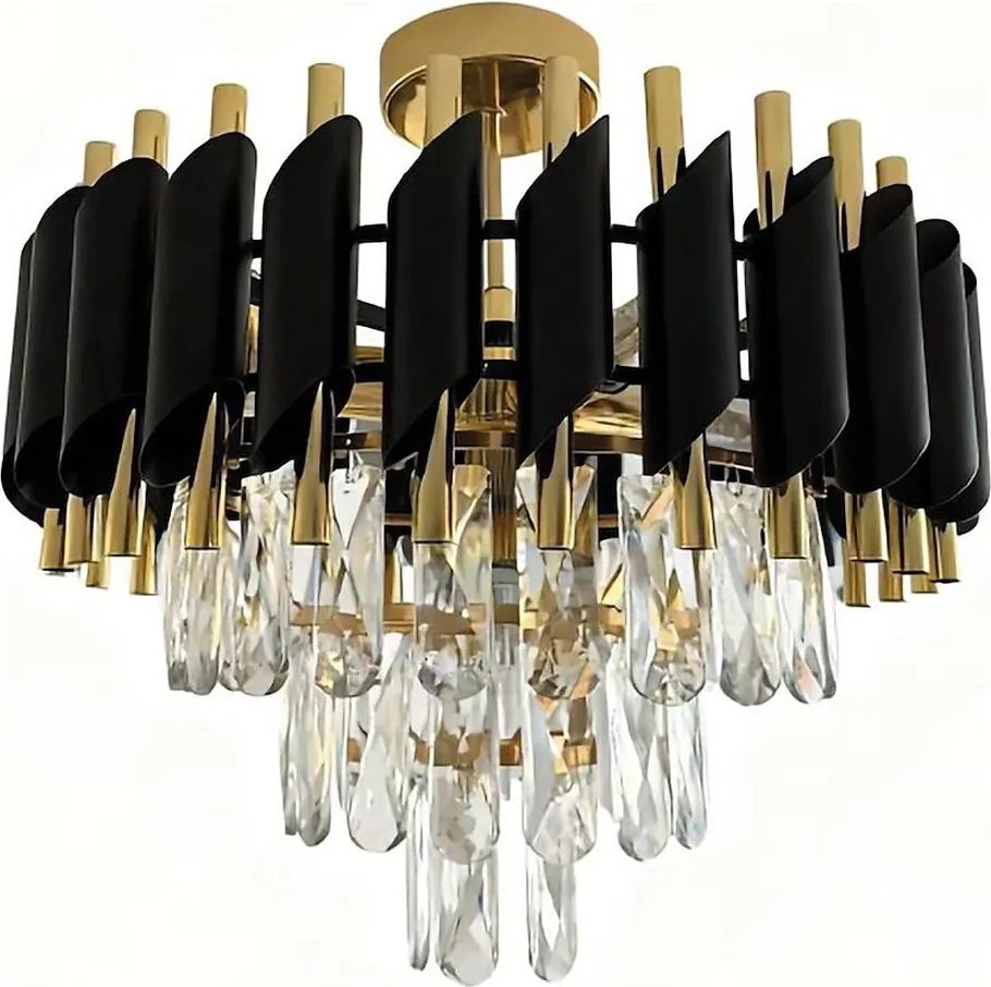 Felületre szerelhető CRISTAL 5xE14/10W/230V Ø 38 cm fekete/arany