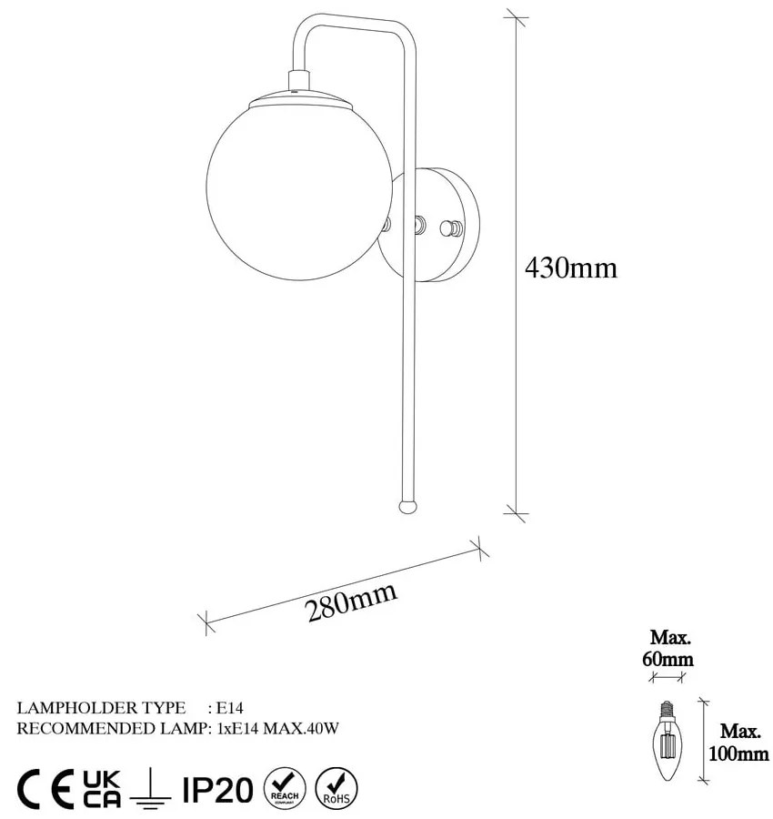 Fehér-sárgaréz színű fali lámpa Viran – Opviq lights
