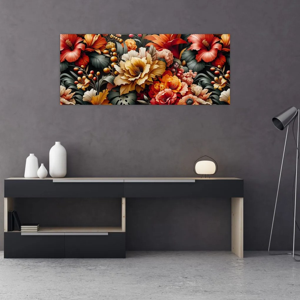 Kép - Narancs-vörös virágok (120x50 cm)