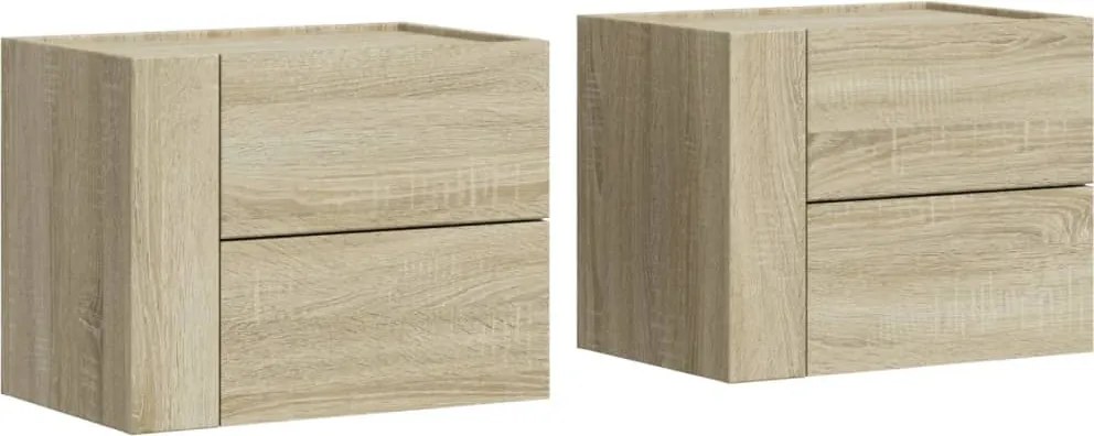 vidaXL 2 db sonoma tölgy színű fali éjjeliszekrény 45 x 30 x 35 cm