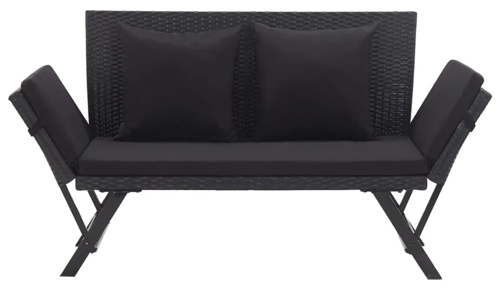 vidaXL fekete polyrattan kerti pad párnákkal 176 cm