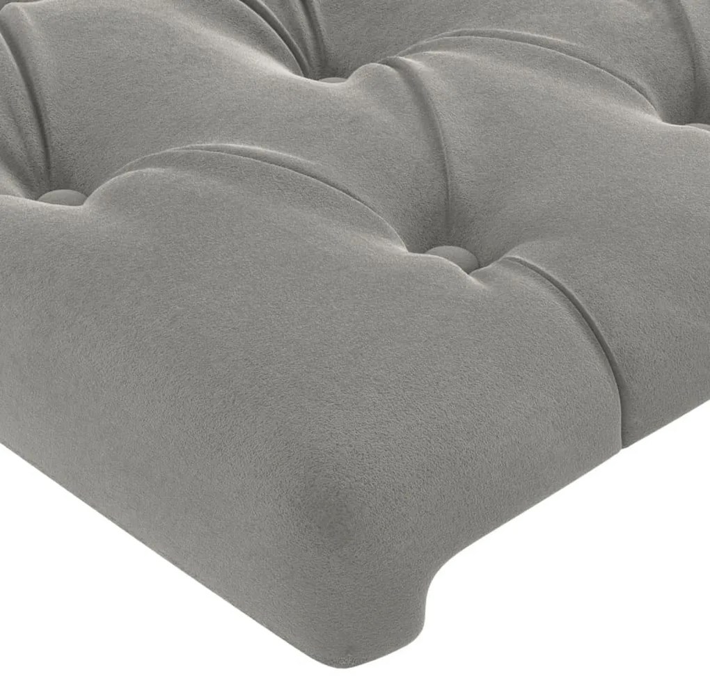 világosszürke bársony LED-es fejtámla 160x7x118/128 cm