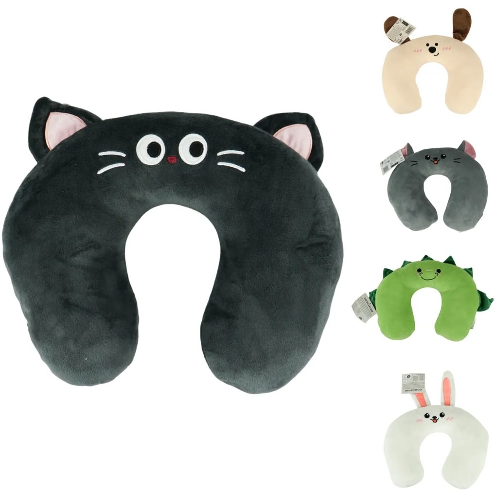 Utazós párnácska TRAVEL FRIENDS 33x25 cm plüss - több színben Termék színe: Fehér