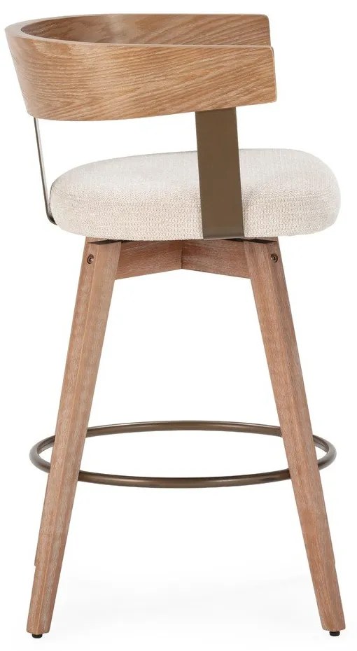 Krémszínű-natúr színű kárpitozott karfás bárszék szett 2 db-os Ilia – MOME