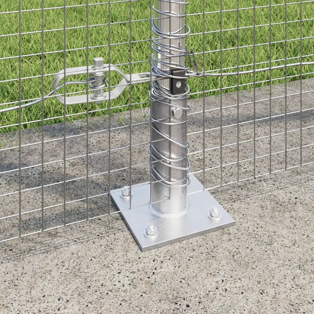 Horganyzott Drótkerítés 7 Flangált Oszloppal 1.4x10 m Horganyzott Acélból