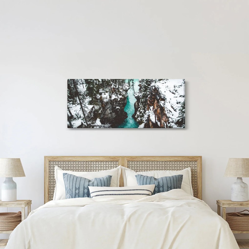 Kép - hegyi folyó télen (120x50 cm)