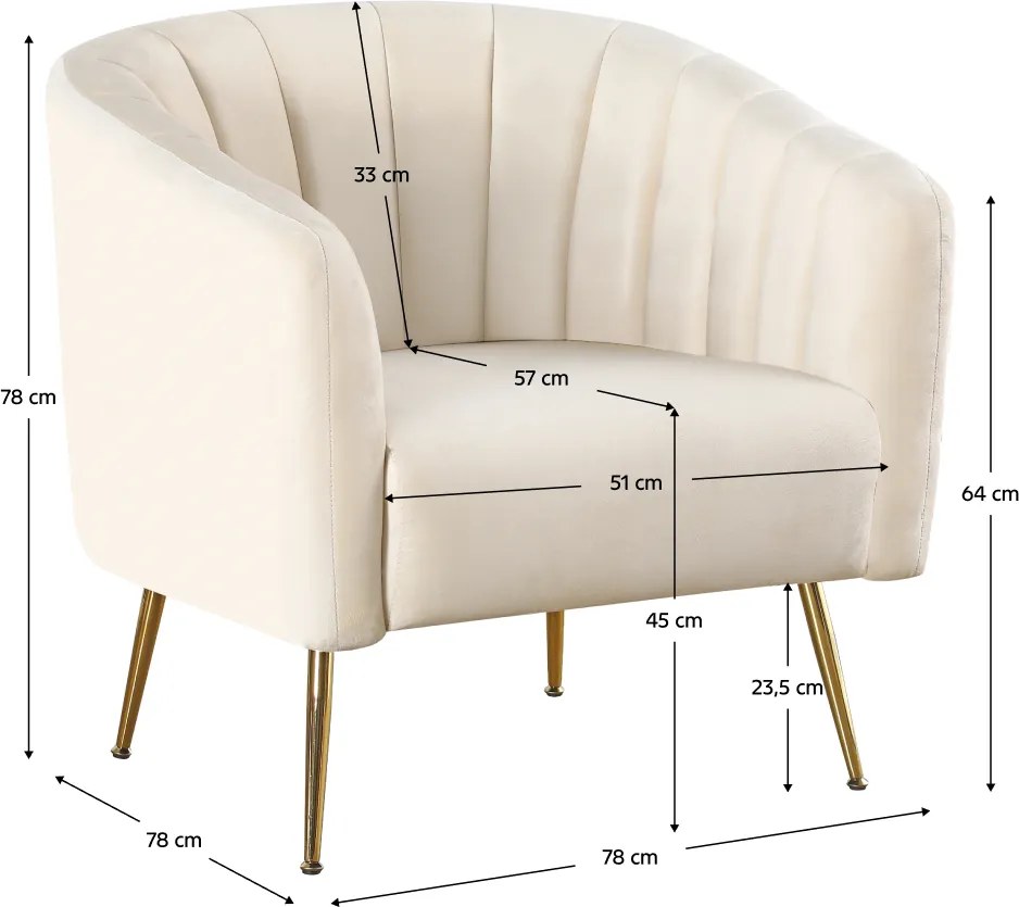 Design fotel, bézs Velvet szövet/gold króm-arany, BAGY