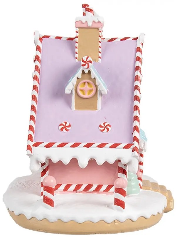 Rózsaszín kék mézeskalács ház karácsonyi dekoráció 16x13x15 cm