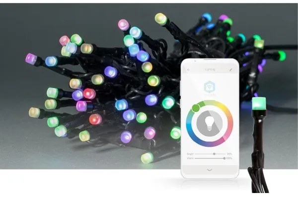 Nedis WIFILX01C42-LED RGB Kültéri lánc 42xLED/8 funkció 8m IP65 Wi-Fi Tuya