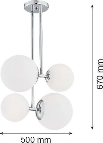 ARGON 1646 ASPEN Glamour Mennyezeti Lámpa Króm, Opál Szőnyeg E27 IP20