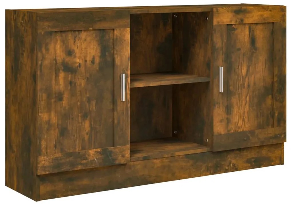füstös tölgy színű szerelt fa tálalószekrény 120 x 30,5 x 70 cm