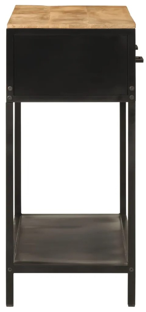 tömör mangófa és vas tálalóasztal 100 x 35 x 76 cm