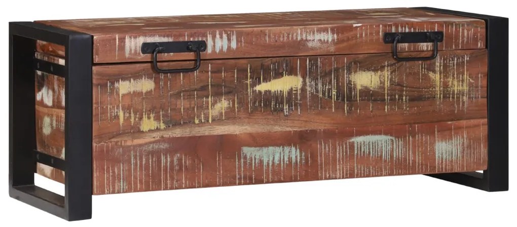 Tároló ládák 80x30x30cm Tömör Újrahasznosított Fa és Fém