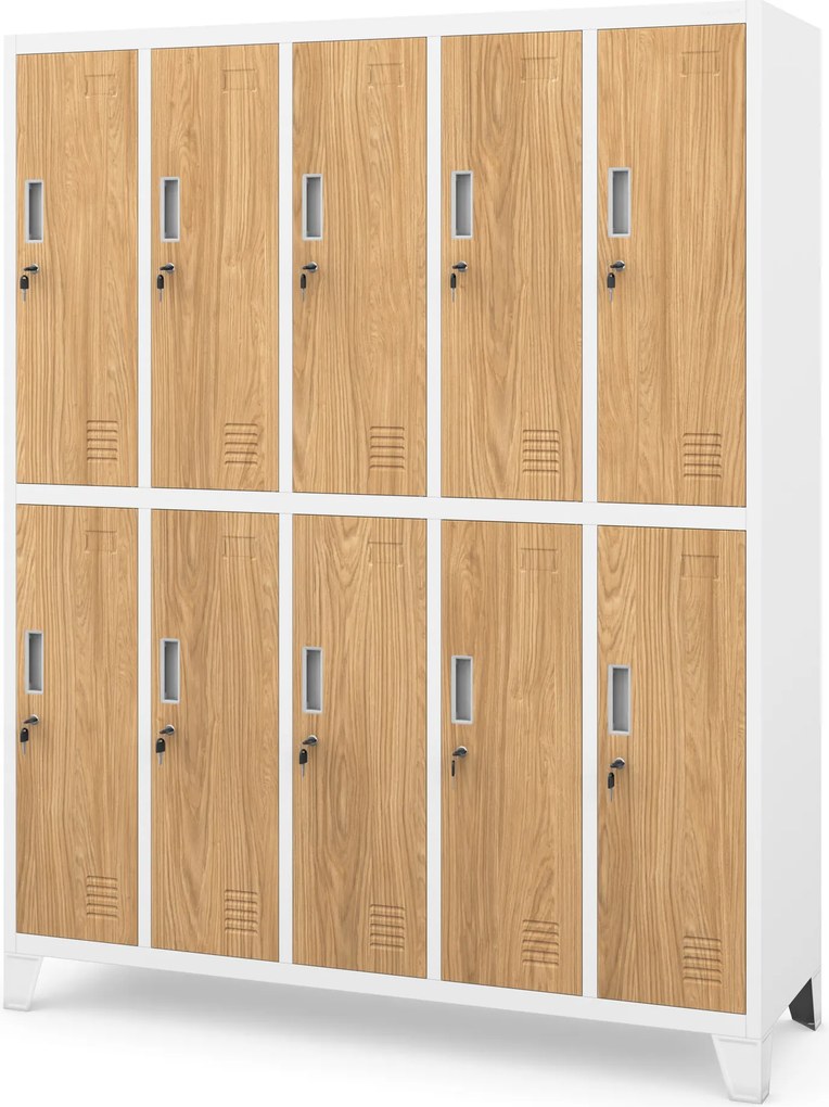 BHP öltözőszekrény fehér/arany tölgy: Eco Design 10 ajtós BARTEK