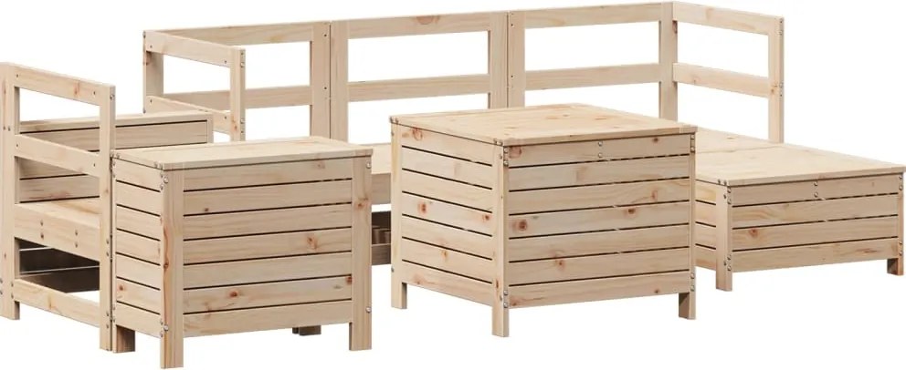 vidaXL 7 részes tömör fenyőfa kerti kanapészett