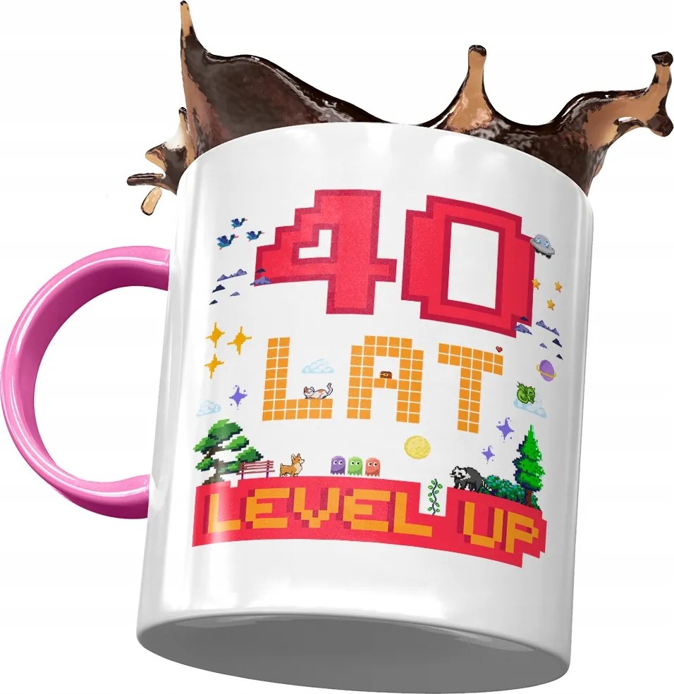 Rózsaszín Bögre Születésnapra 40 40-es 40-es Ajándék Nyomtatott Fotóval