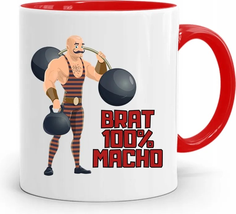 Piros Bögre Ajándék Testvérnek 100% Macho nyomott mintával