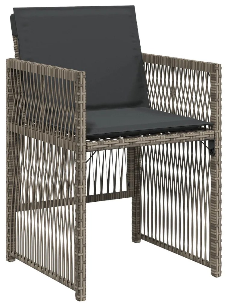 5 Darabos Kerti Étkezőszett Párnákkal Szürke Polyrattan