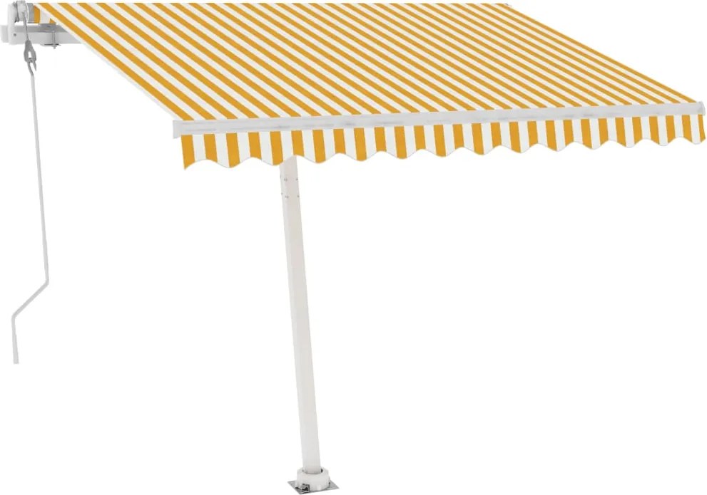 vidaXL sárga-fehér szélérzékelős és LED-es napellenző 300x250 cm
