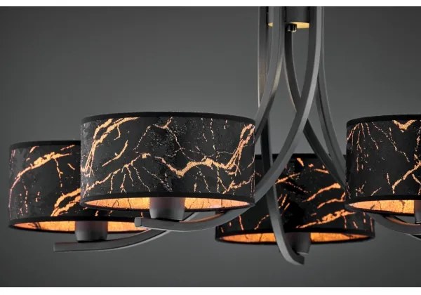 Jupiter 2107- ARTHUR láncos csillár 5xE27/15W/230V fekete/narancssárga/márvány dekor
