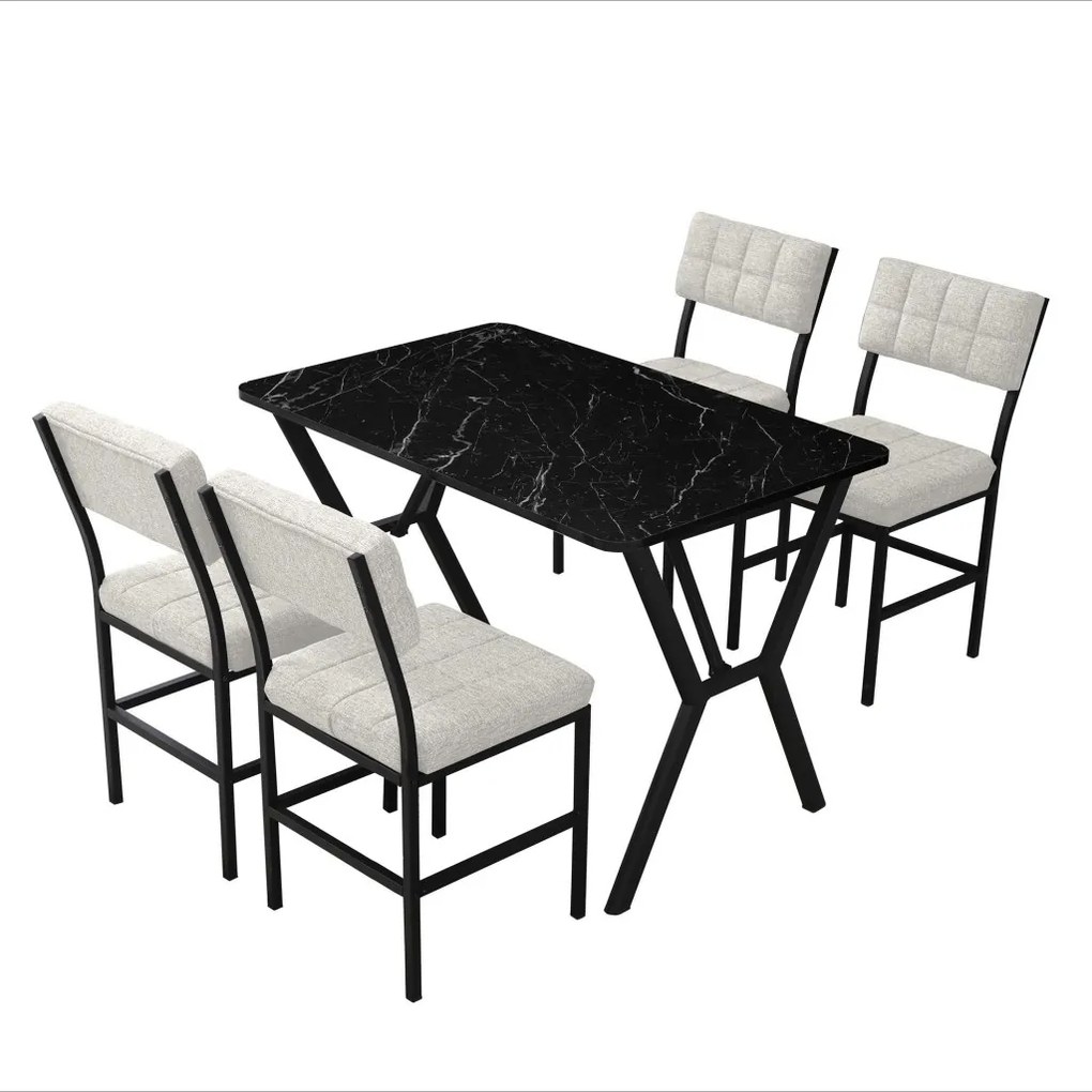 Dubai étkezőgarnitúra, krém-fekete, 110 cm