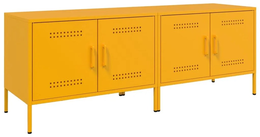 2 db mustársárga acél TV-szekrény 68 x 39 x 50,5 cm