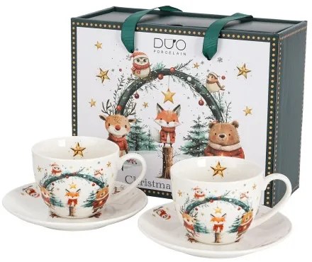 Porceláncsésze+alj, 270ml, 2 személyes, dobozban, Christmas Cuties 2