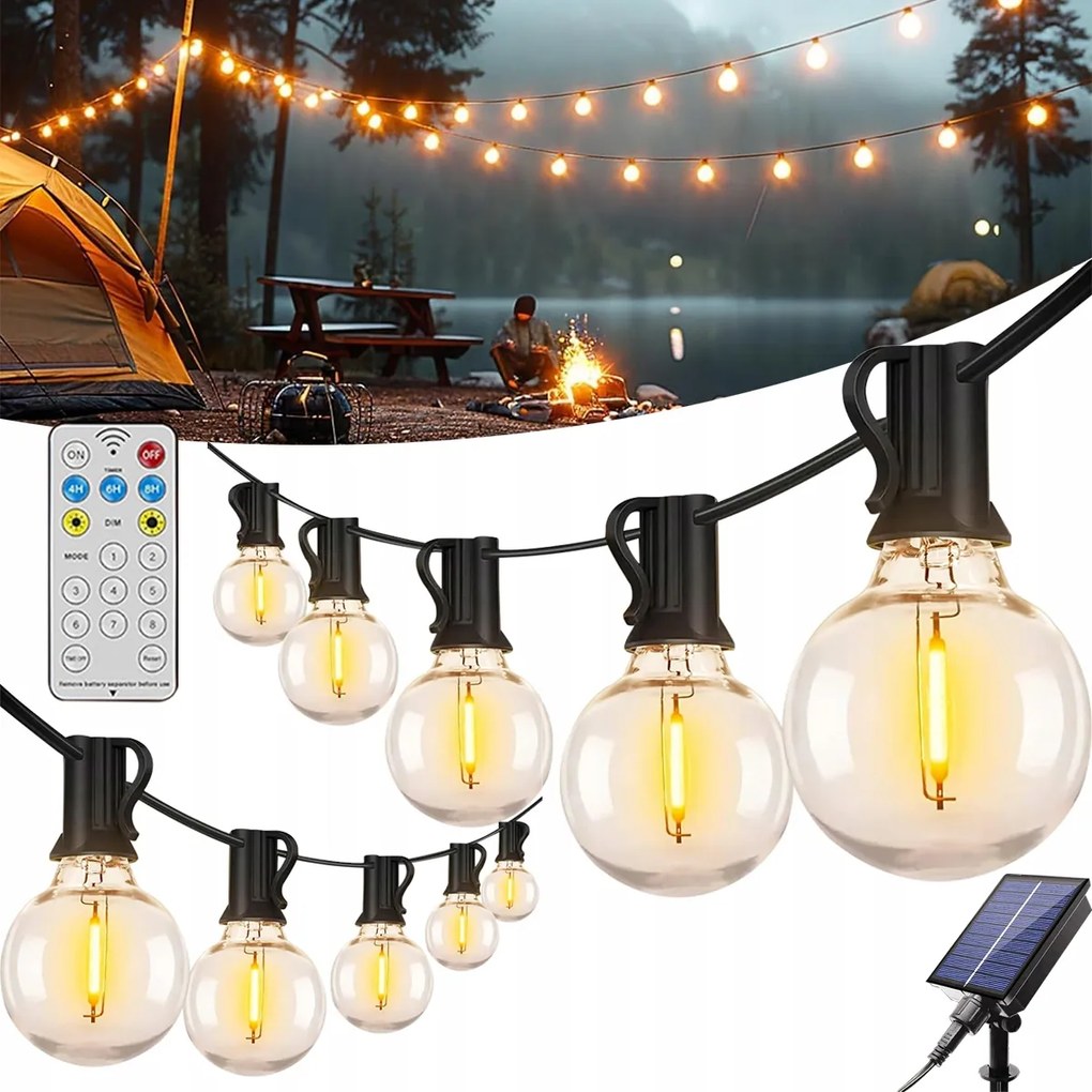 Led Fényfüzér Kerti Lámpa 10m 12X Kültéri Kerti Izzók