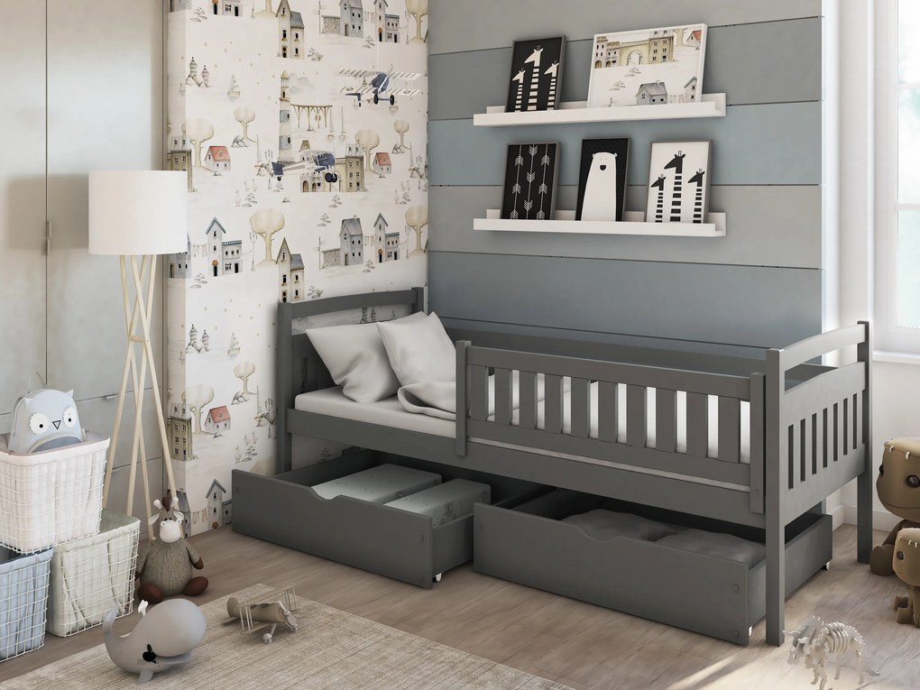 Gyerekágy 90 x 190 cm Tarra (ágyráccsal és tárolóhellyel) (grafit). Akció -10%. 1012910