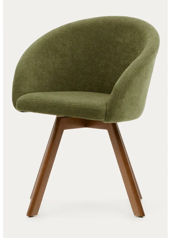 Zöld kárpitozott karfás étkezőfotel Marvin – Kave Home