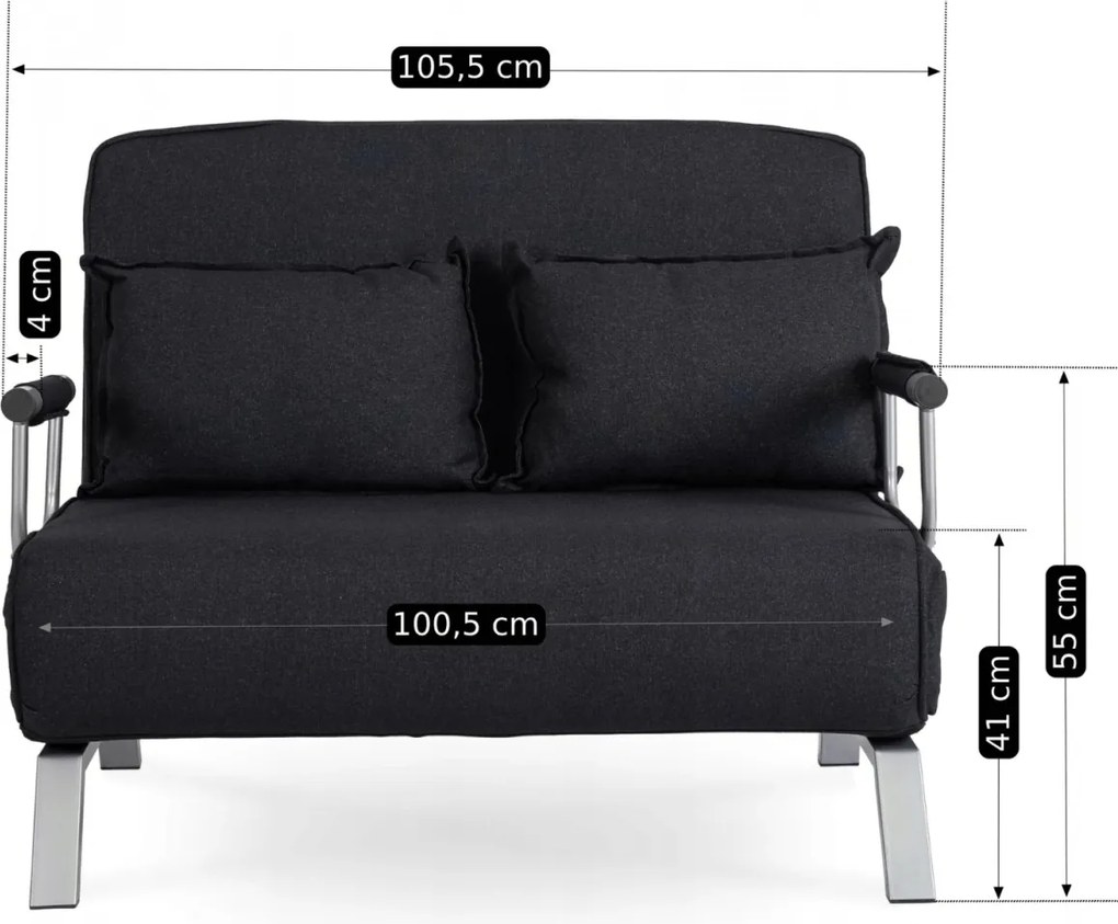 Kétszemélyes dönthető fotel fekete színben BART 2