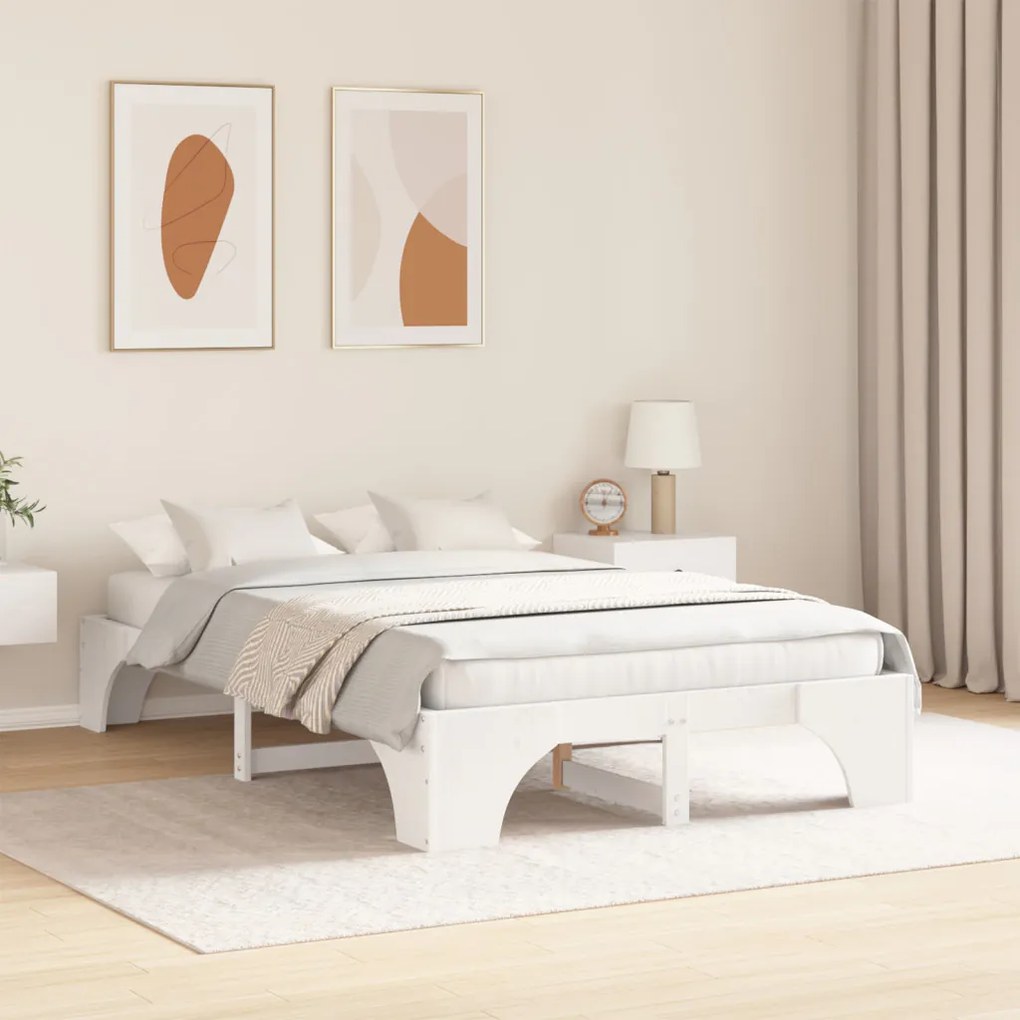 Ágykeret Fehér Fa 120 x 200 cm Tartós Ágykeret Téglalap alakú