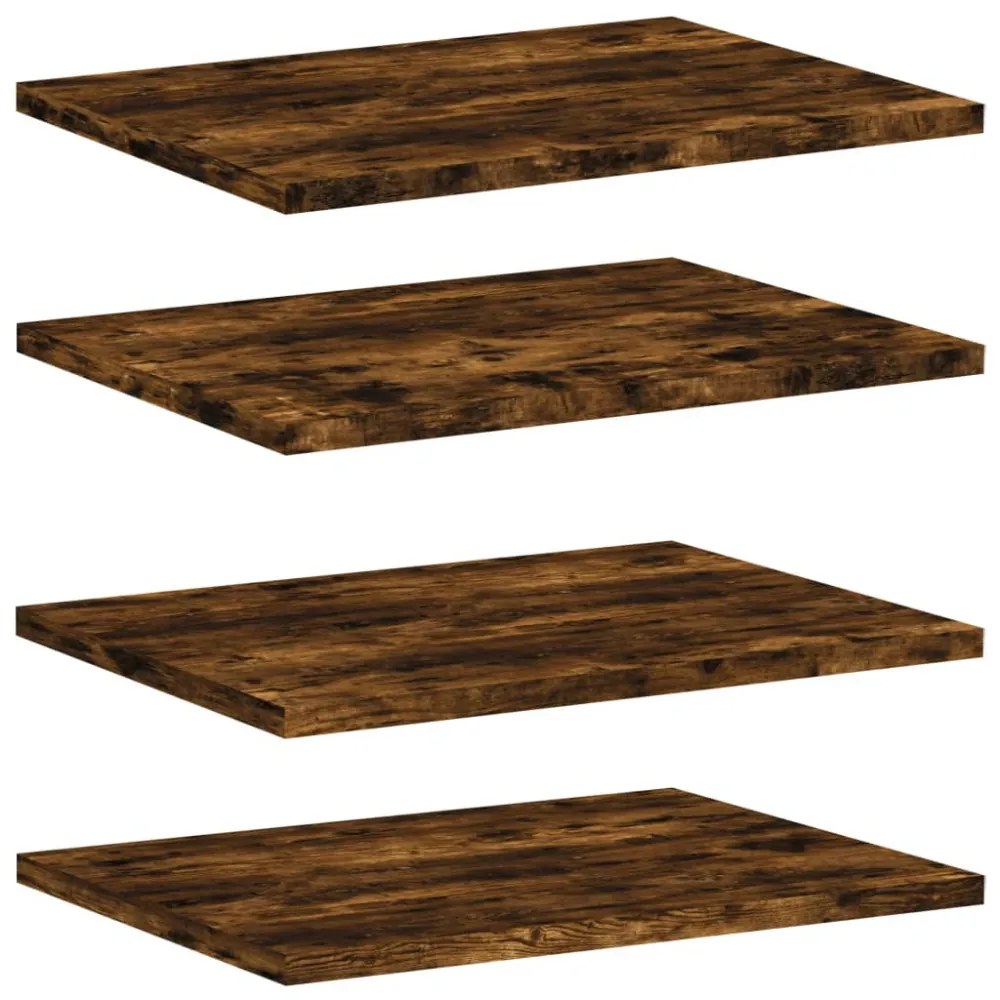 4 db füstös tölgy színű szerelt fa fali polc 40 x 30 x 1,5 cm