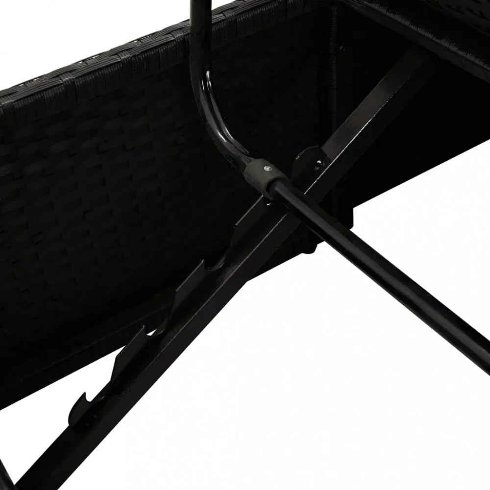 fekete polyrattan napozóágy párnákkal