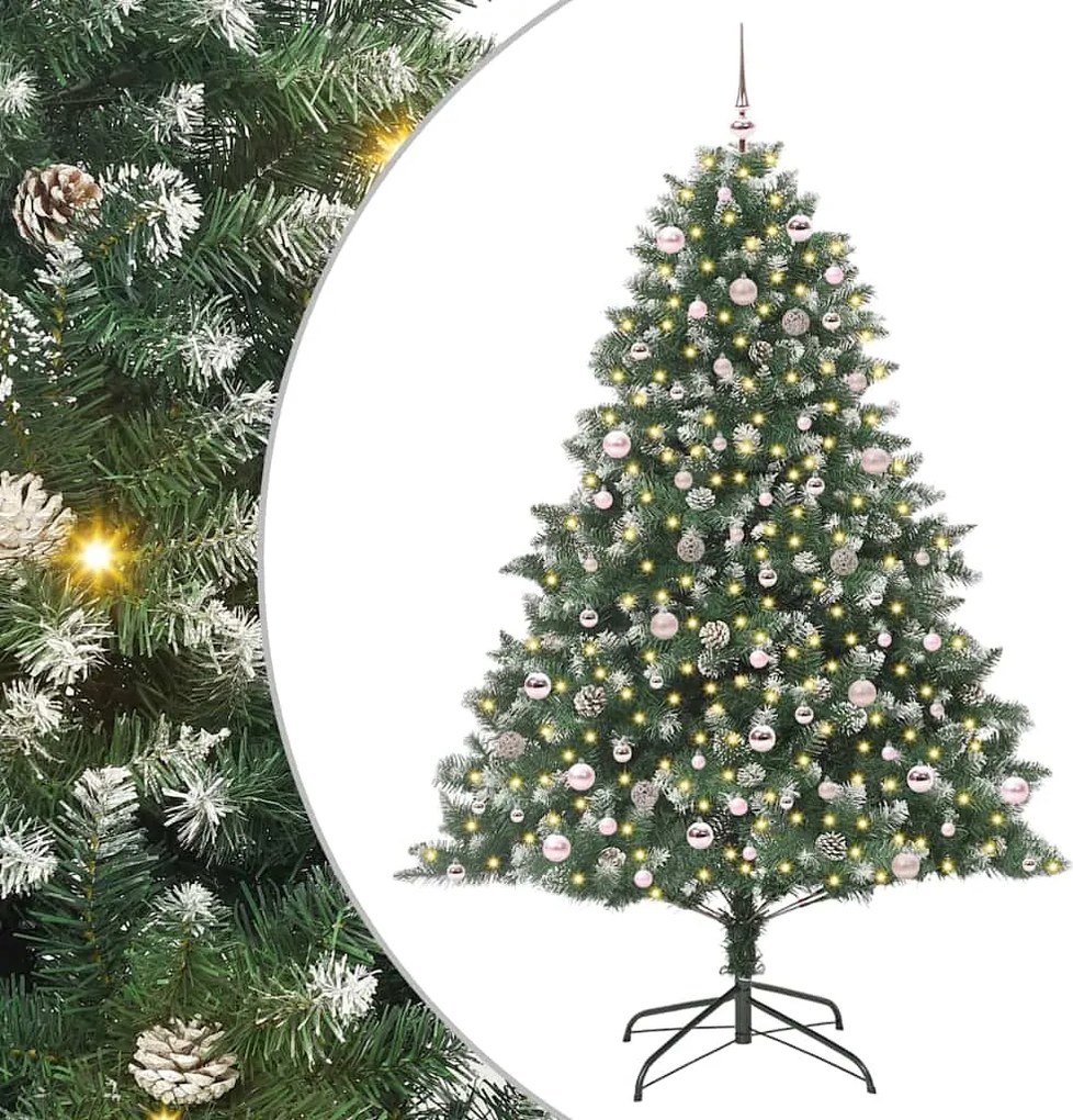 vidaXL Mű karácsonyfa 300 LED-del Zöld 240 cm PVC és Műanyag és Acél