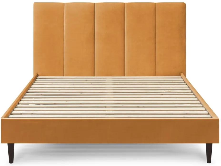 Vivara Dark sárga bársony kétszemélyes ágy, 160 x 200 cm - Bobochic Paris