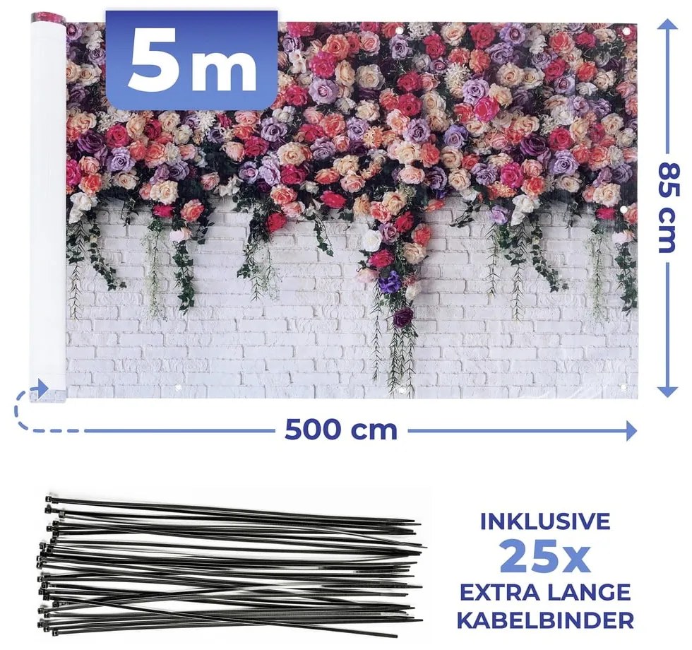 Műanyag belátásgátló erkélyre 500x85 cm Roses - Maximex