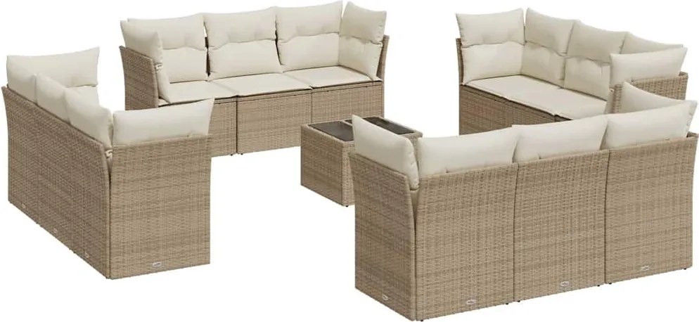 vidaXL 13 részes bézs polyrattan kerti ülőgarnitúra párnákkal
