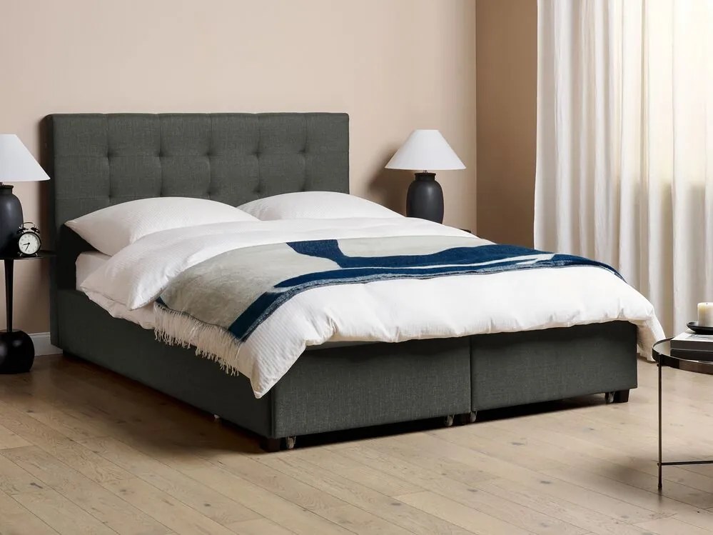 Franciaágy 140 cm ROLLA (ágyráccsal és tárolóhellyel) (sötétszürke). 1007486