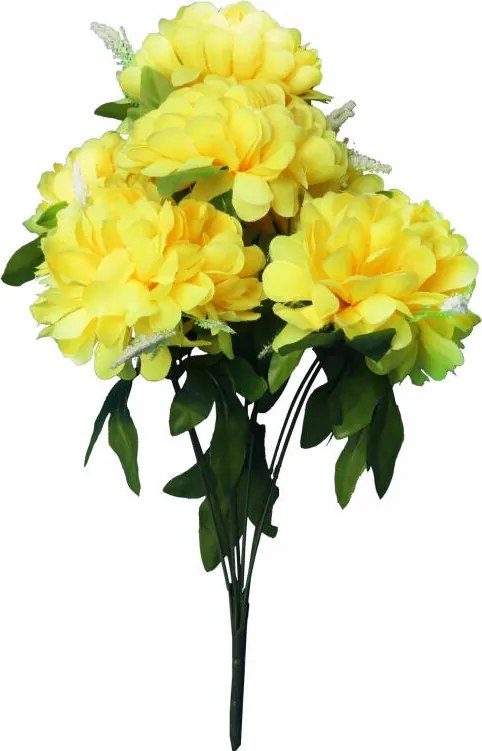 Mesterséges Sárga Krizantém Csokor Gipsz Temetői Dekoráció 54cm