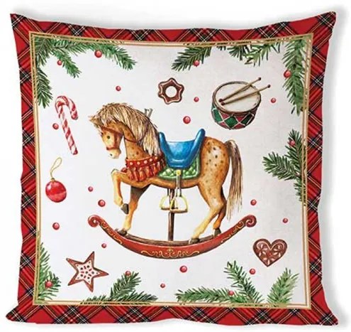 AMB.36220040 Classic rocking horse white párnahuzat 40x40cm, 100% pamut
