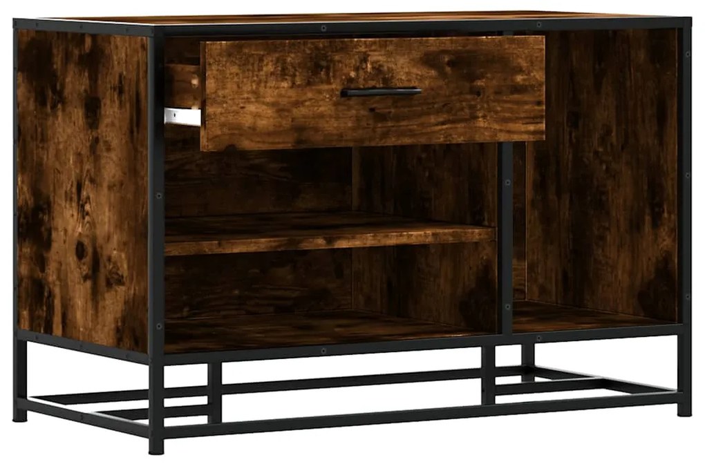 cipőpad füstölt tölgy 80x40x53,5 cm fából és fémből készült