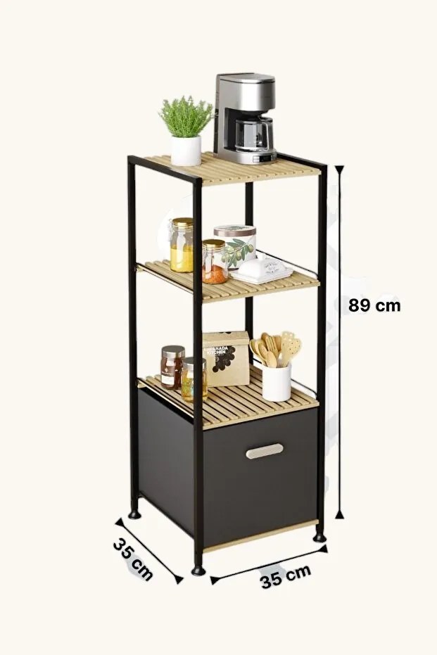 Fém fiókos rendszerező szekrény, bézs-fekete, 35 cm – TR675ZNV1114
