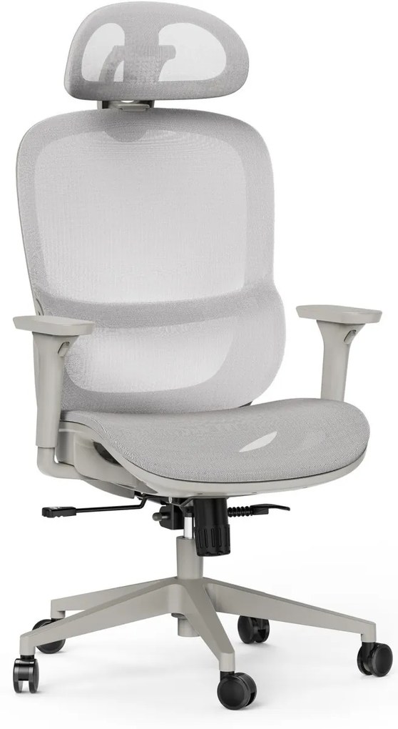 Ergonomikus irodai forgószék Neyo deréktámasz, fejtámla, háló, szürke