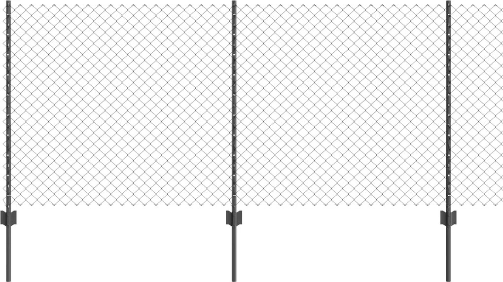 vidaXL Kerítés oszlopokkal Szürke 1 x 10 m Acél és PVC