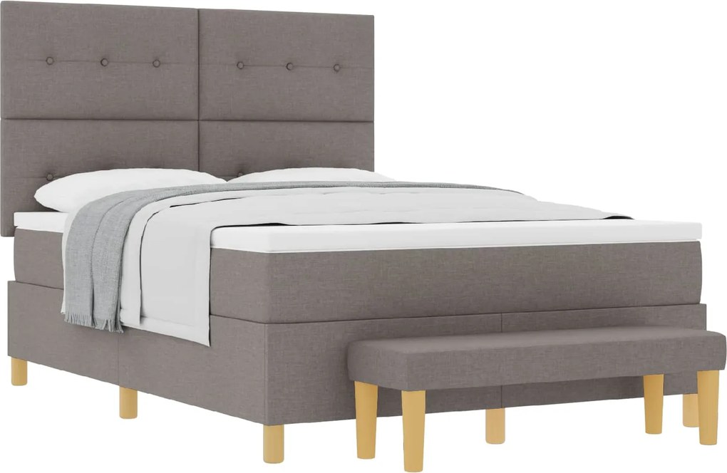 vidaXL Boxrugós ágy matracmal fejtámlával Tópszínű 140 x 190 cm szövet