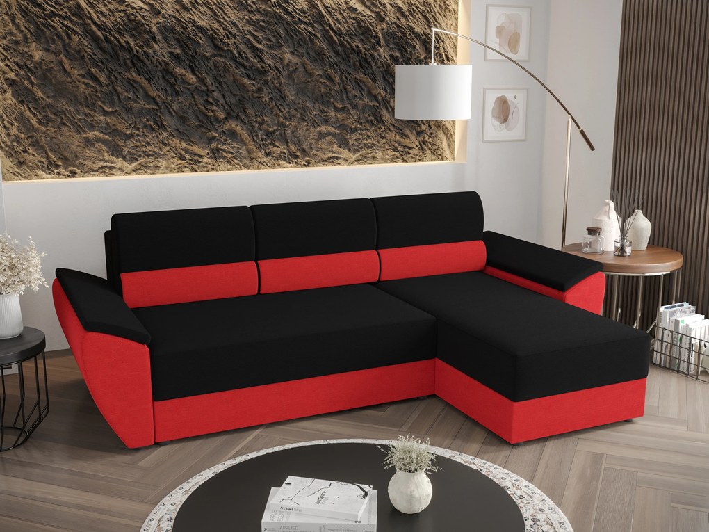 Sarok ülőgarnitúra Radiant L2 (fekete + piros) (J). 1057457