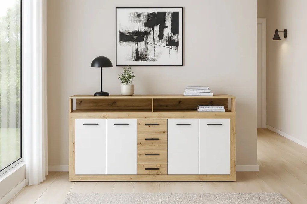 XXL/LUNA Komód Artisan Tölgy/Fehér Színben