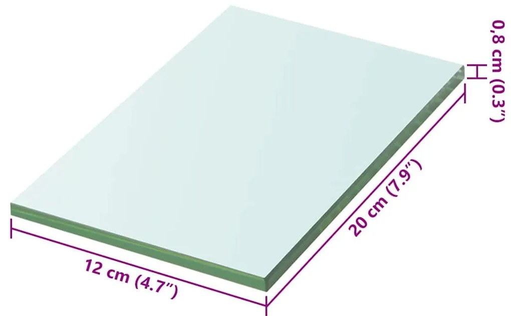 2 db átlátszó üveg paneles polc 20 x 12 cm