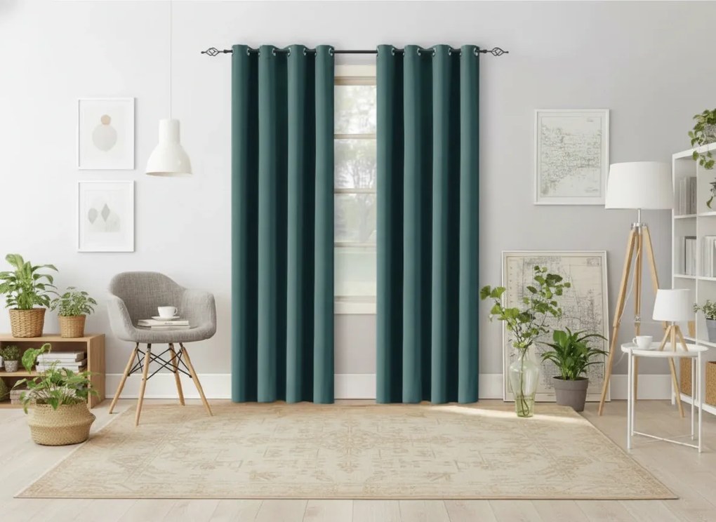 Kék-zöld OXFORD függöny 140x250 cm Felfüggesztés: Hullámos sínszalag